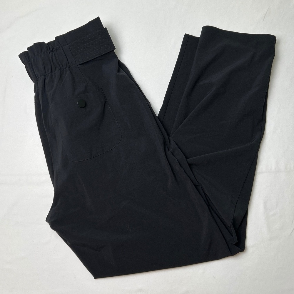 Athleta Womens Skyline High Rise Paperbag Waist Wide Leg Pants Size 2 Black